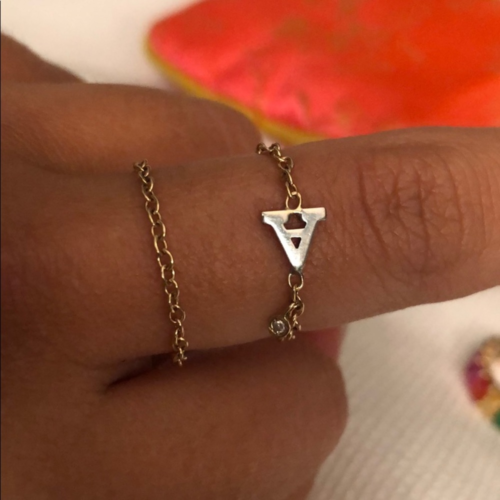 Chain Ring letter A NEW !!!!! 14K GOLD !!!!